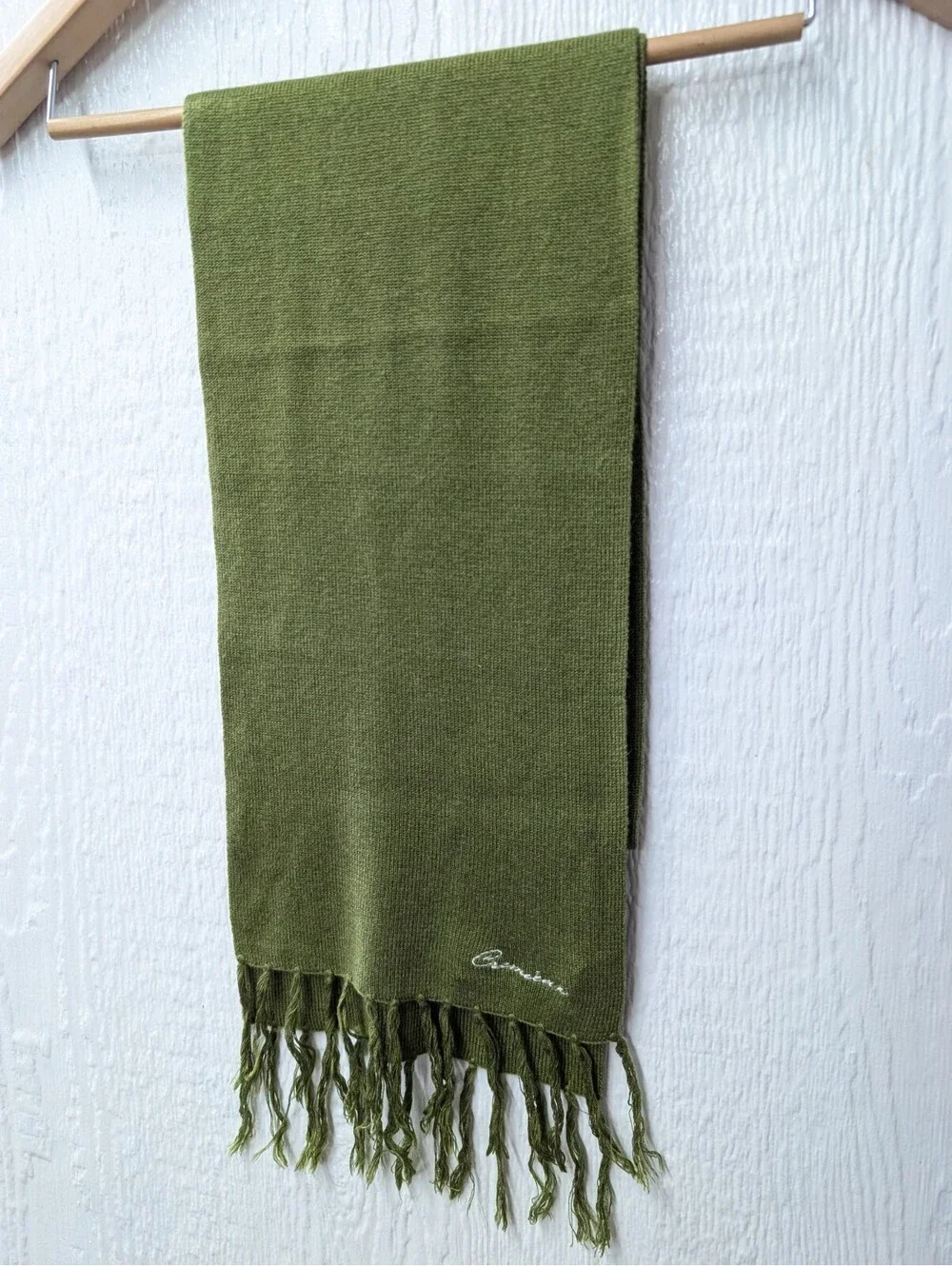 Daniel Cremieux Green Silk Cashmere Scarf Quiet Luxury Minimalist Winter Casual